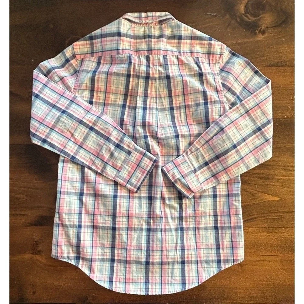 Ralph Lauren Kids Boys Plaid Button Down Shirt Sz 10 Pink Blue Crest Black Label
